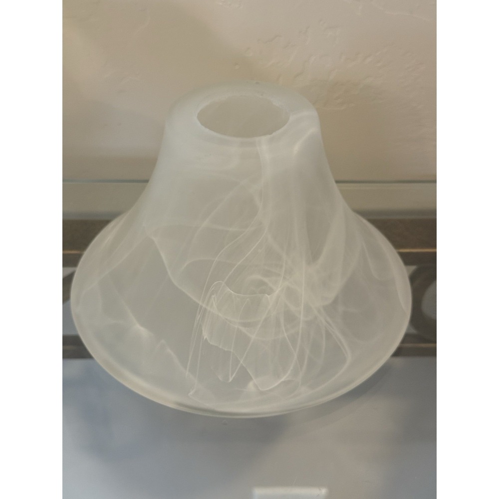 Frosted White Alabaster Art Glass Shade 4.5"H Swirl Replacement Bell Lamp Light